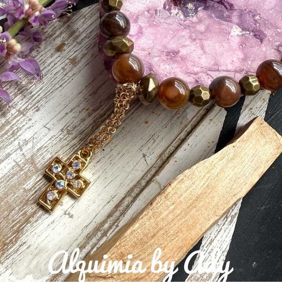 Alquimia Gold and Brown Beaded Bracelet - Picture 1 of 2